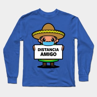 Funny Kawaii Social Distancing Mexican Cartoon Long Sleeve T-Shirt